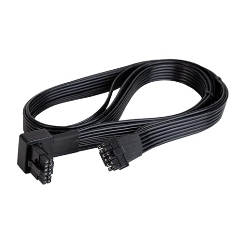 SilverStone Technology PP14-90 12+4 pin (PSU) to 12+4 pin (GPU) Low-profie 90 Angled 12VHPWR PCIe Gen5 Cable, SST-PP14-90