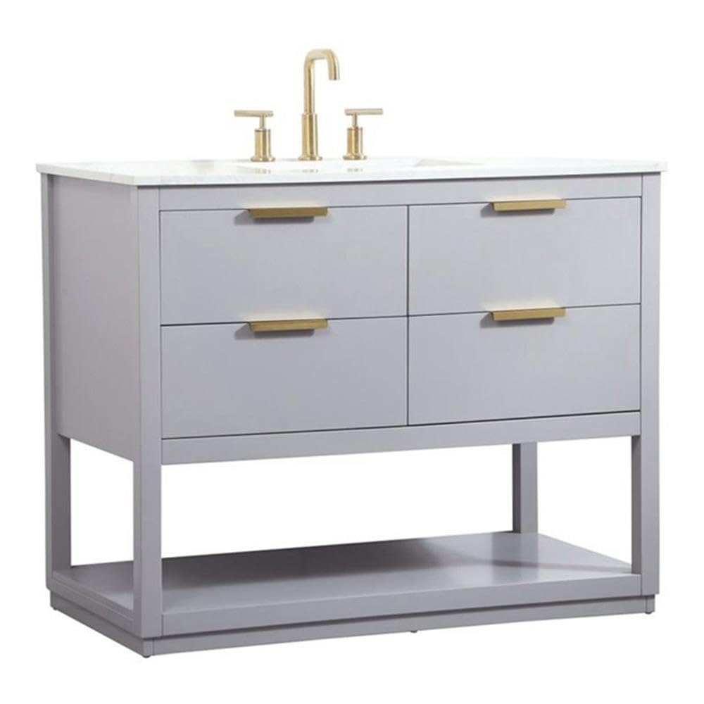 Elegant Decor Larkin 42 Solid Wood Mdf Single Bathroom Vanity In Gray