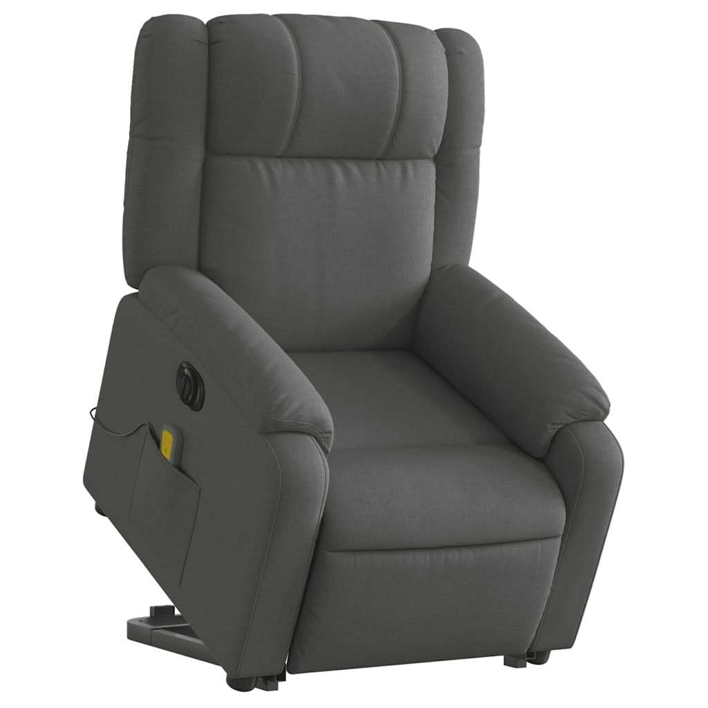 vidaXL Electric Stand up Massage Recliner Chair Dark Gray Fabric