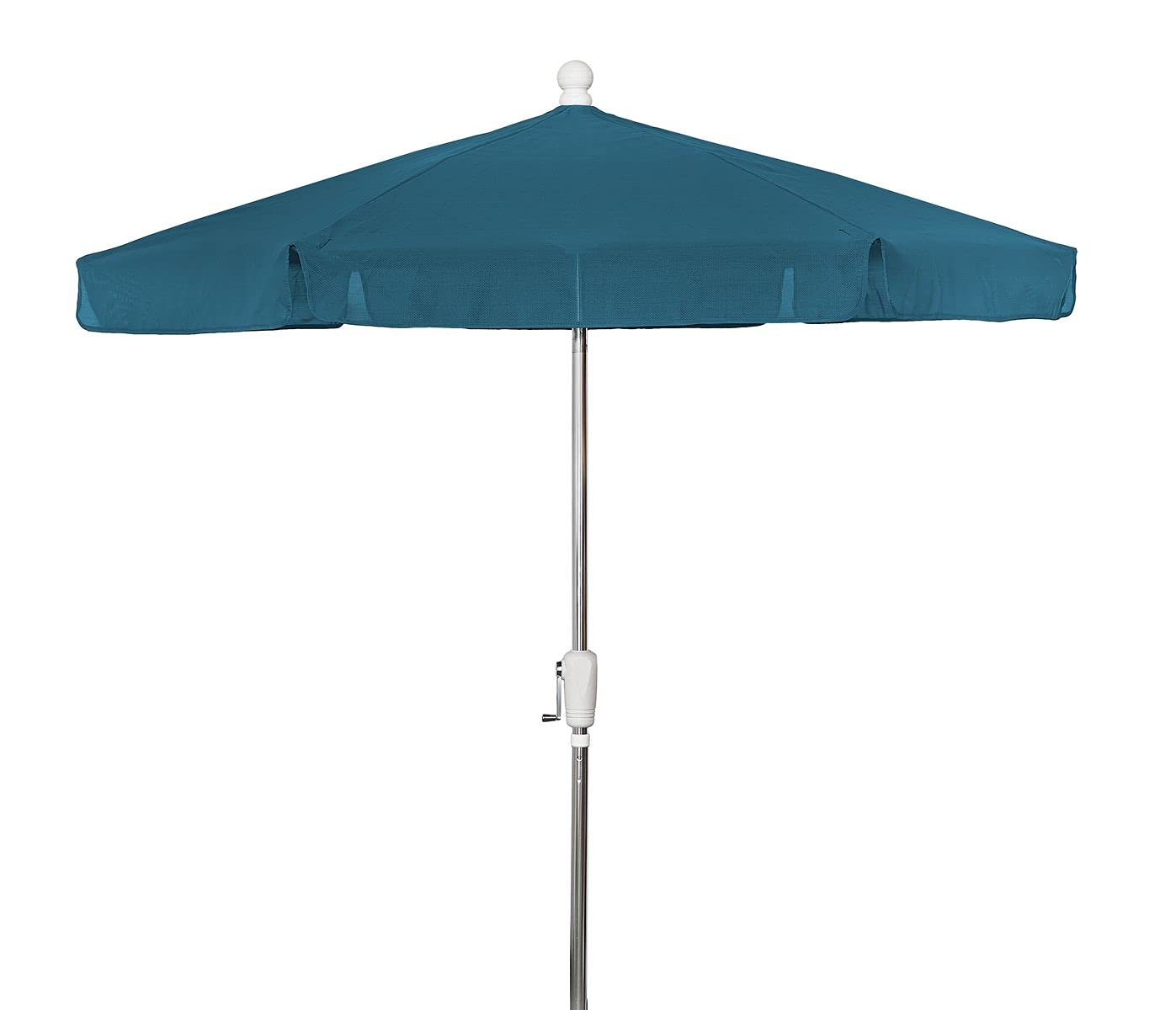 7.5 Hex Garden Tilt Umbrella 6 Rib Crank Bright Aluminum with Teal Vinyl Coated Weave Canopy
