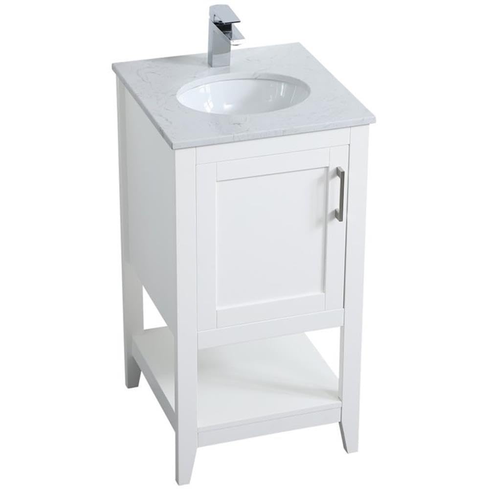 Elegant Decor Aubrey 18' Single Quartz Top Bathroom Vanity In White
