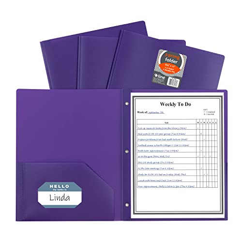 Casafoyer Two-Pocket Heavyweight Poly Portfolio Folder with Prongs, Purple (Set of 25 Folders) | (2 Units)