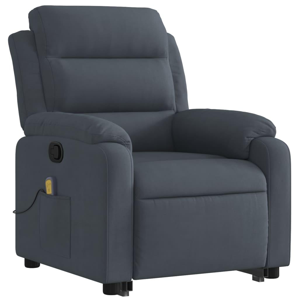 vidaXL Stand up Massage Recliner Chair Dark Gray Velvet