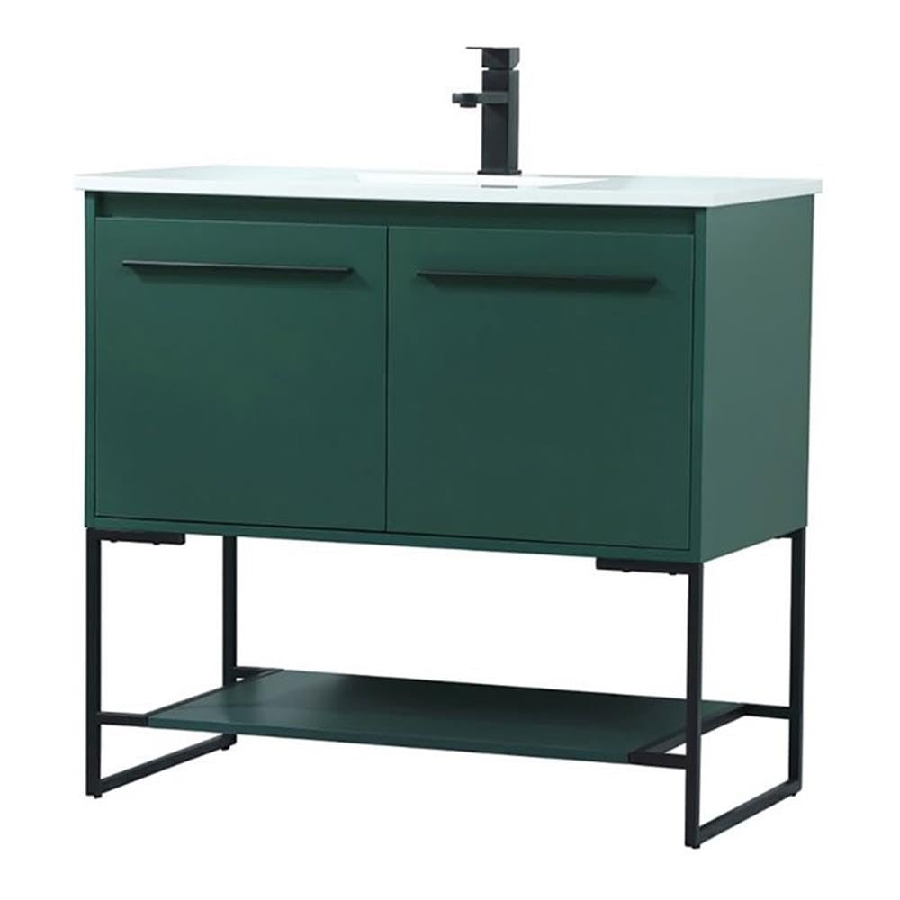 Elegant Decor Sloane 36 Mdf And Steel Single Bathroom Vanity In Green