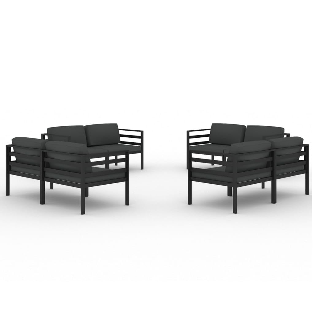 vidaXL 8 Piece Patio Lounge Set with Cushions Aluminum Anthracite