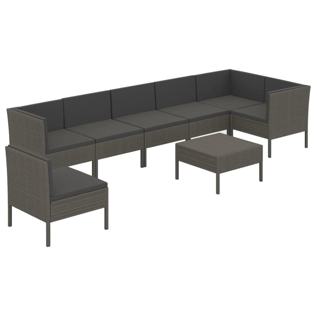 vidaXL 9 Piece Patio Lounge Set with Cushions Poly Rattan Gray