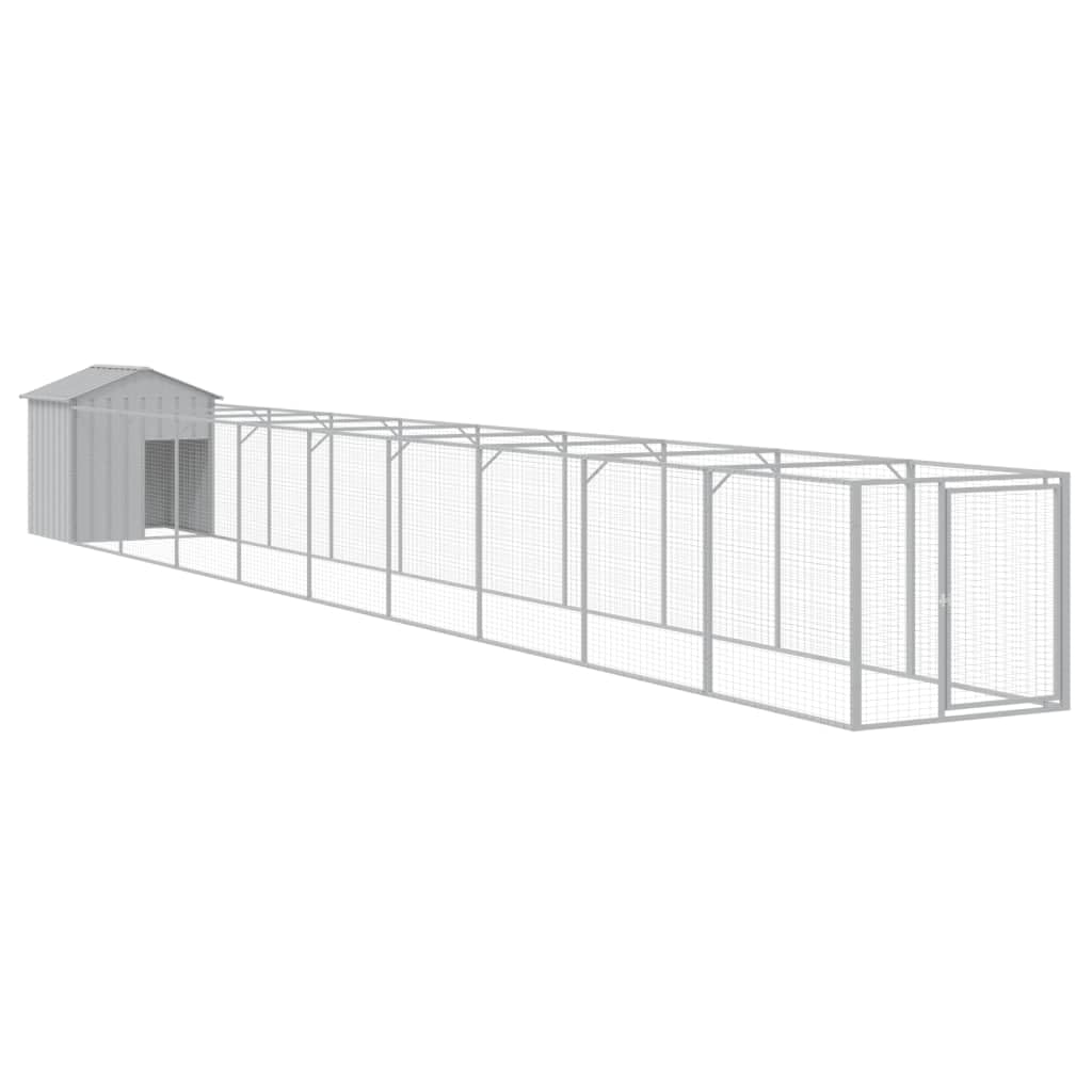 vidaXL Dog House with Roof Light Gray 46.1x400.4"x48.4" Galvanized Steel"