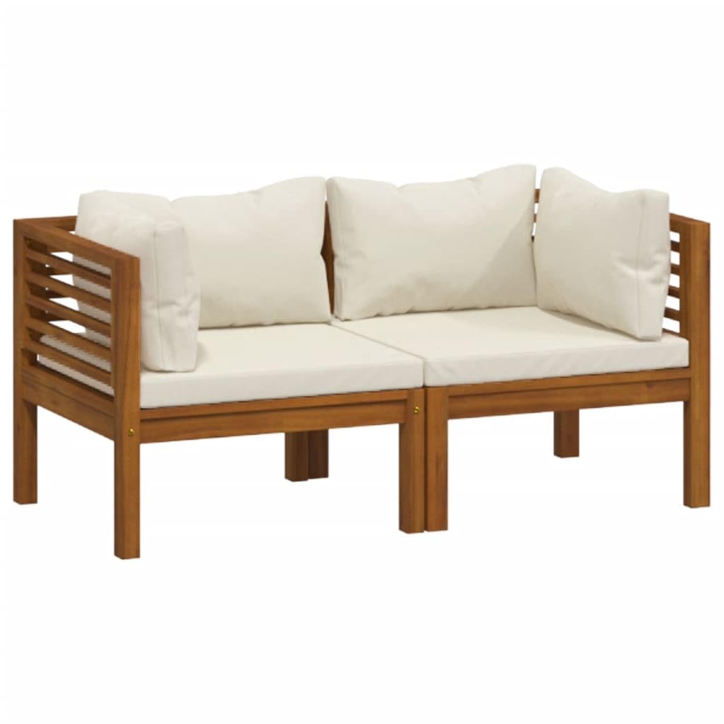vidaXL 8 Piece Patio Lounge Set with Cream Cushion Solid Acacia Wood