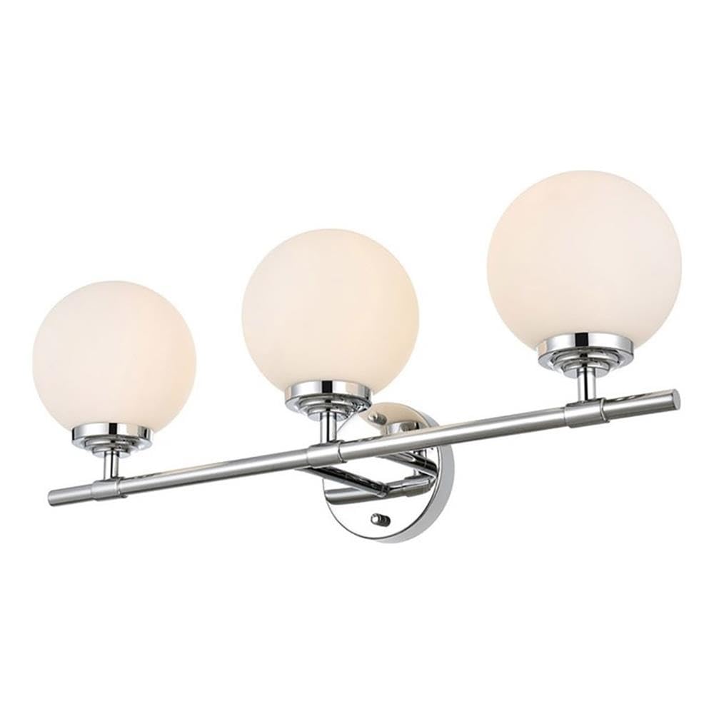 Living District Ansley 3-Light Iron & Glass Bath Sconce In Chrome/Frosted White
