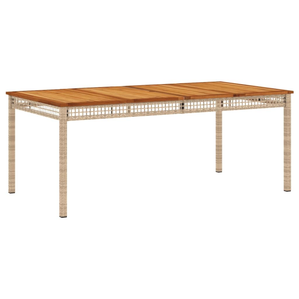 vidaXL Patio Table Beige 70.9x35.4"x29.5" Poly Rattan Acacia Wood"