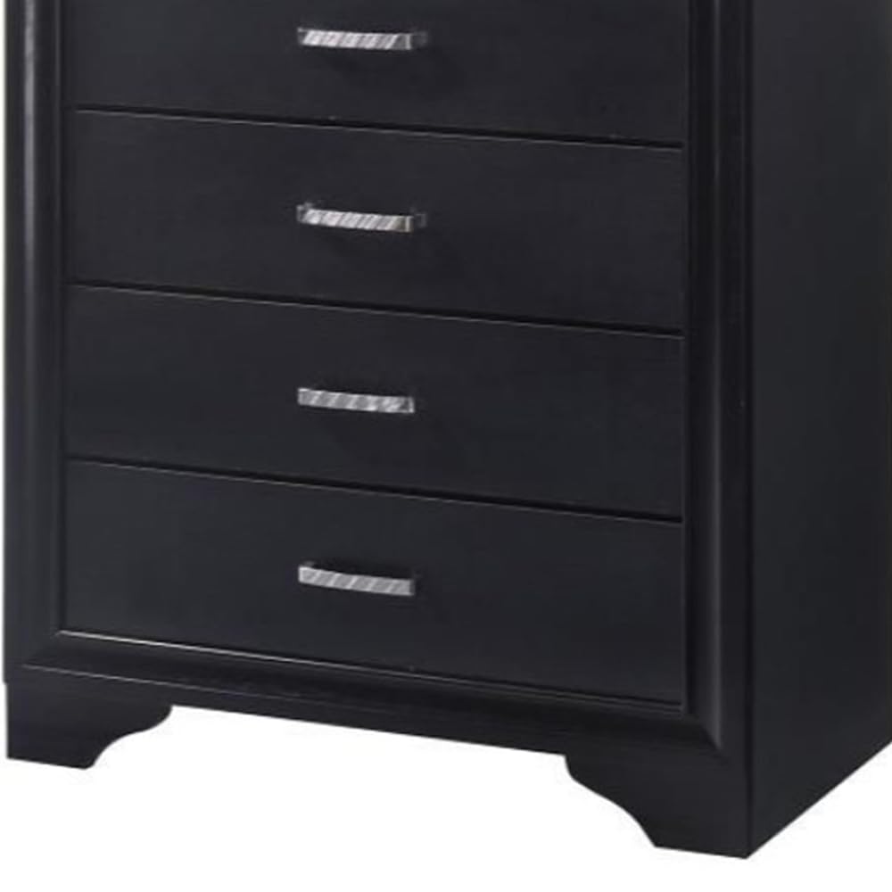 Wooden Drawer Chest with Hidden Jewelry Tray, Black