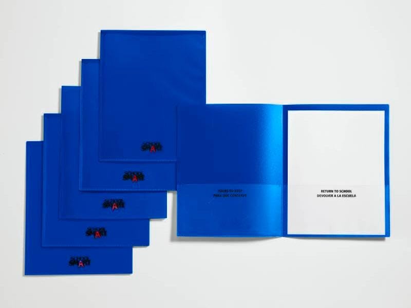 School Smart Take Home Heavy-Duty Folder, Blue, Pack Of 24