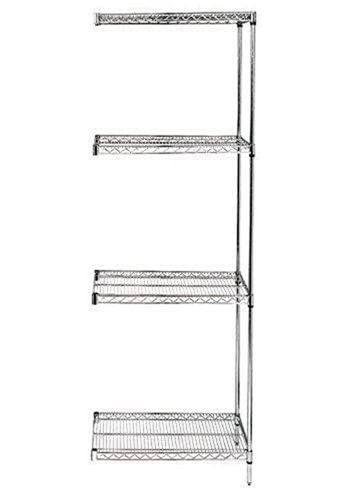 Quantum AD63-3048S Wire Shelving Add-On Kit, 48W x 30D x 63H, 600 lbs Capacity, Stainless, Stainless, NSF