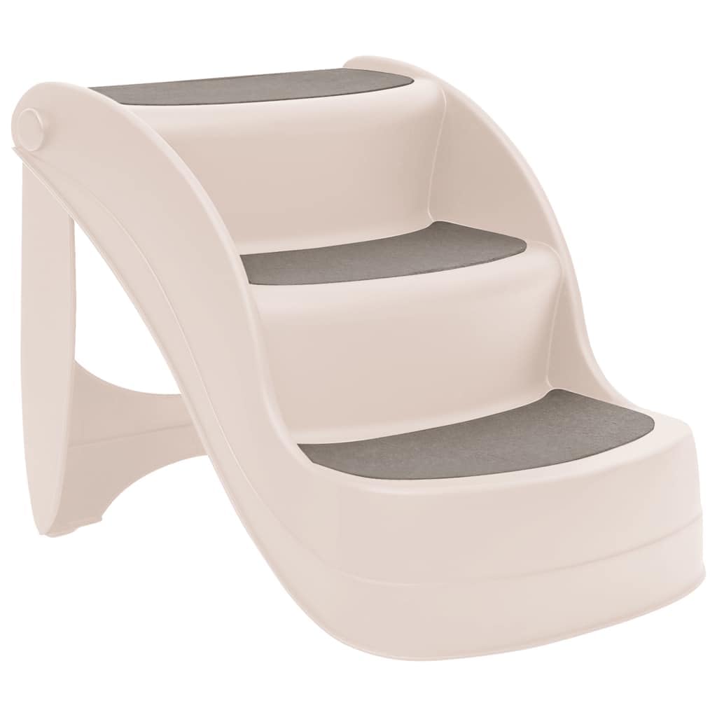 vidaXL Folding 3-Step Dog Stairs Cream 19.7x15"x15" Plastic"