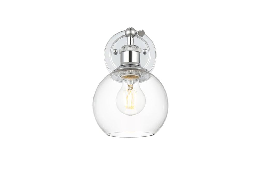 Living District Kai 1-Light Metal & Glass Bath Sconce In Chrome/Clear