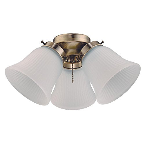 Westinghouse Lighting 7784800 Three Led Cluster Ceiling Fan Light Kit, Antique Brass Finish With Frosted Ribbed Glass, 1 Pack, W