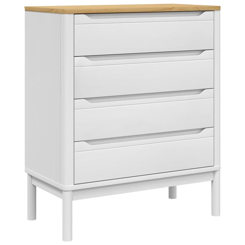 Vidaxl Chest Of Drawers - White Solid Wood - 4 Drawer Storage Unit - Pine - 30.1' X 15.4' X 35.6'