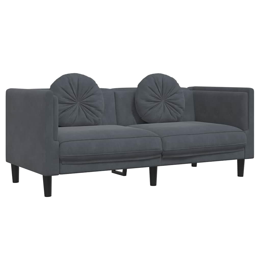 vidaXL Sofa with Cushions 2-Seater Dark Gray Velvet