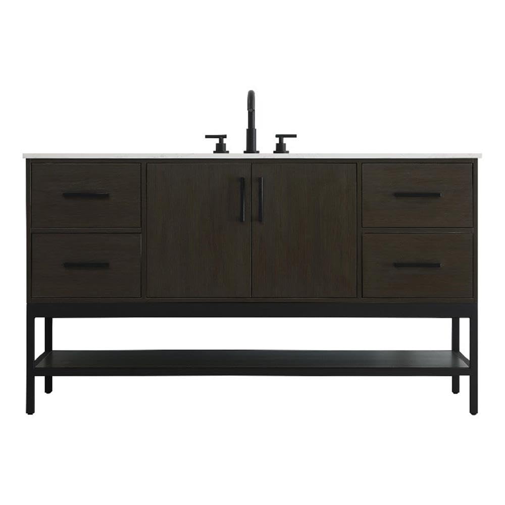 60 inch Single Bathroom Vanity in Mocha Brown
