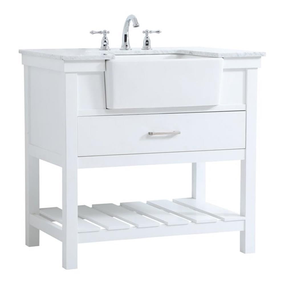 Elegant Decor Clement 36 Aluminum Mdf Single Bathroom Vanity In White