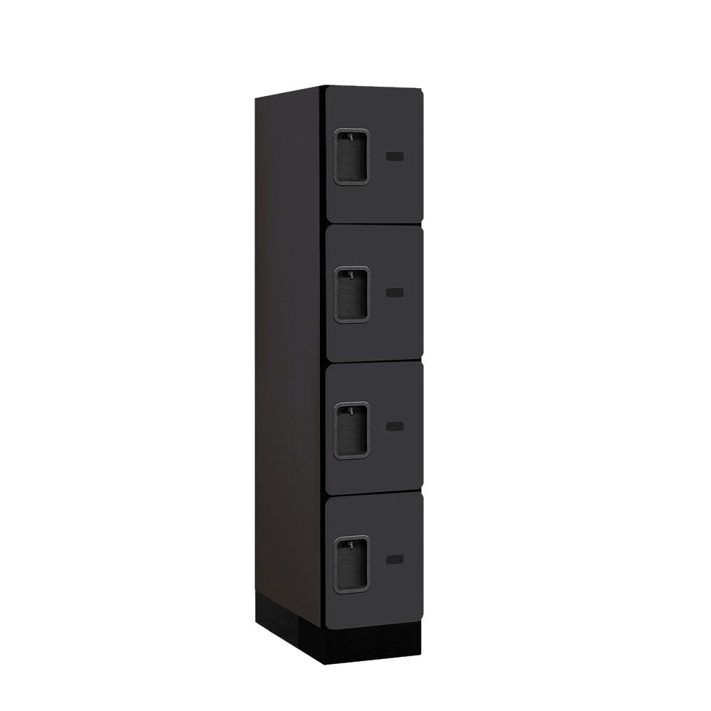 12 Wide Four Tier Designer Wood Locker - 1 Wide - 5 Feet High - 21 Inches Deep - Black