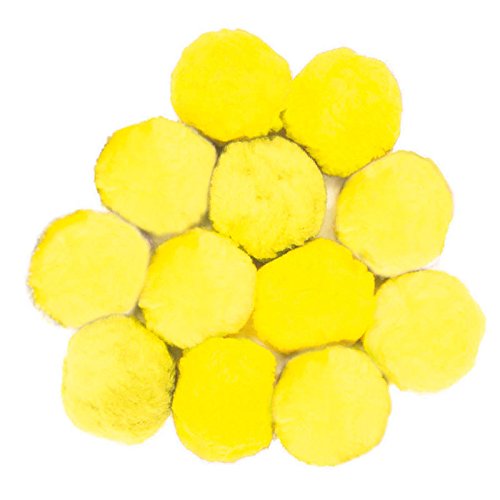 Chenille Kraft 3-1/2 Dia in Yellow FluffBalls, Set of 12