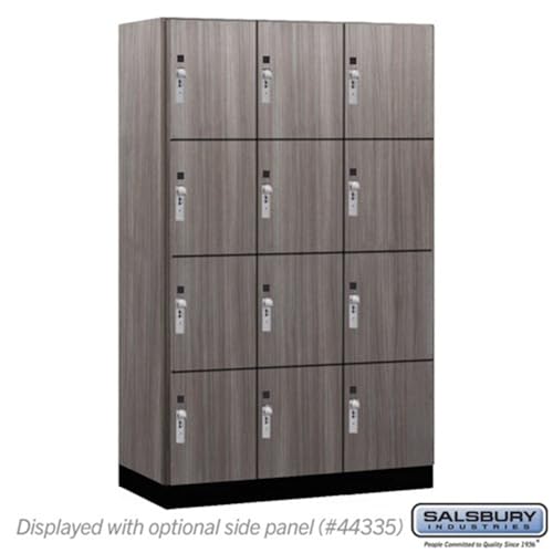 Salsbury 15 Wide Premier Wood Locker-Four Tier-3 Wide-6 Feet High-21” Deep-Skyline Walnut-Silver Hasps