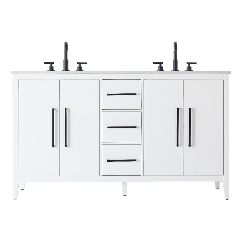 60 Inch Double Bathroom Vanity In White