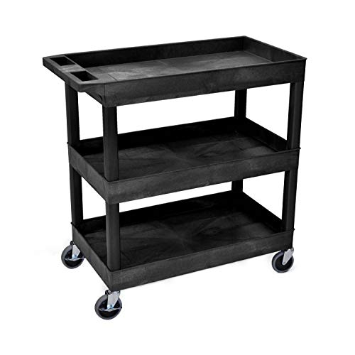 Luxor Ec111-B Tub Storage Cart 3 Shelves - Black,32 X 18