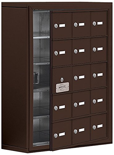 Surface Mounted Cell Phone Storage Locker with 15 A Doors (14 usable) in Bronze - Keyed Locks