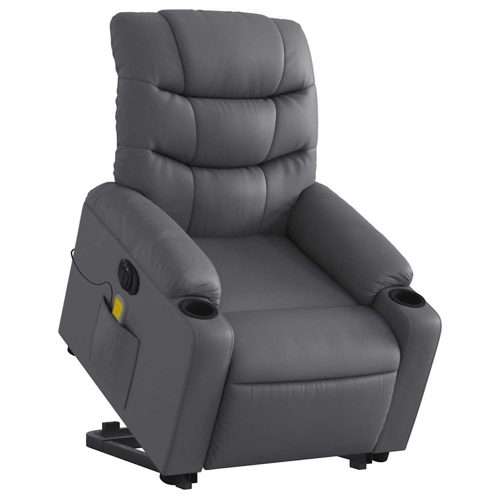 vidaXL Electric Stand up Massage Recliner Chair Gray Faux Leather