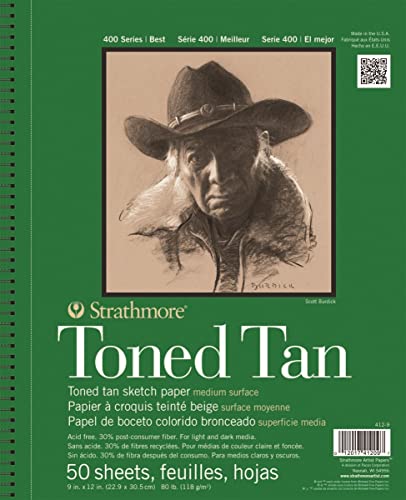 Strathmore 412-9 Tan Drawing 400 Series Toned Sketch Pad, 9X12, 50 Count