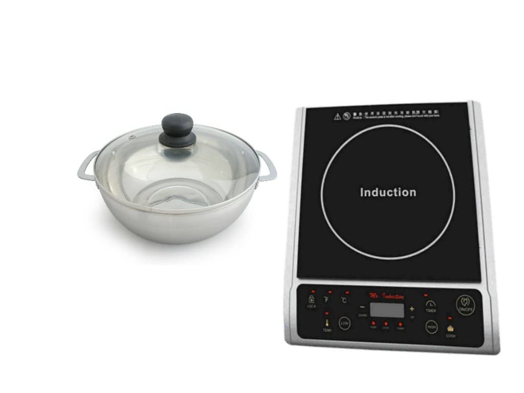 Combo Offer SPT 1300-Watt Silver Induction Cooktop With SPT Glass Lid Pot, 3.5 L