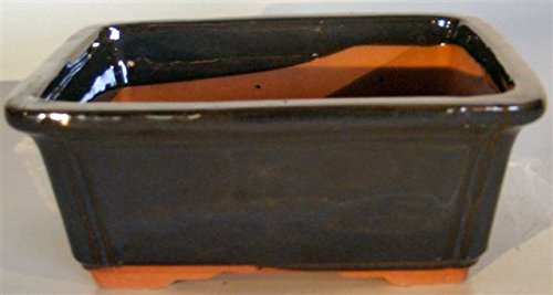 Blue Ceramic Bonsai Pot - Rectangle <br><i> 8.5 x 6.625 x 3.5 OD</i>
