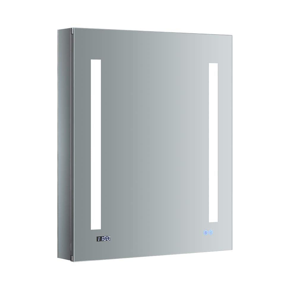 Fresca Tiempo 24 Wide X 30 Tall Wall Mount Bathroom Medicine Cabinet With Dimmable Led Lights, Left Hinge, 3 Shelves, Anti-F