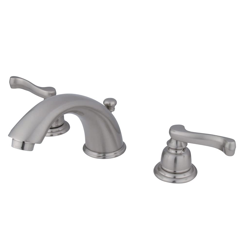 Kingston Brass Kb8968Fl Royale Widespread Bathroom Faucet With Brass Pop-Up Drain, 5-3/4, Brushed Nickel