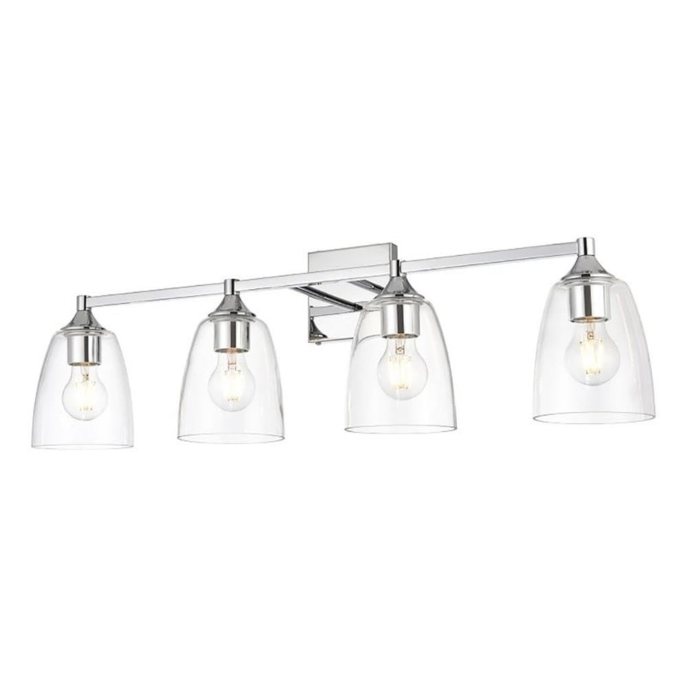 Living District Gianni 4-Light Iron & Glass Bath Sconce In Chrome/Clear
