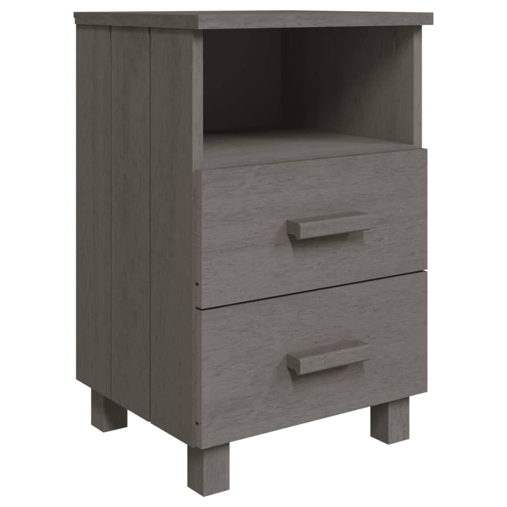 Bedside Cabinet HAMAR Light Gray 15.7x13.8”x24.4” Solid Wood Pine