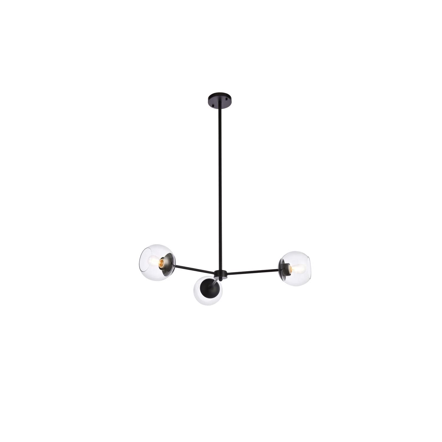Briggs 32 inch pendant in black with clear shade