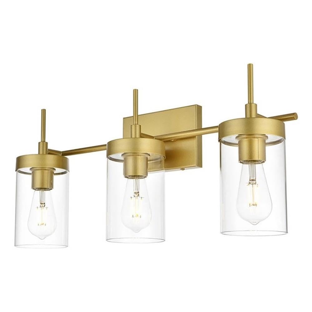 Benny 3 light Brass and Clear Bath Sconce