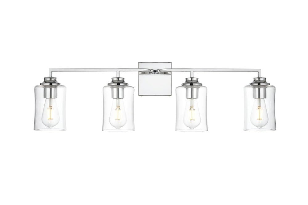 Living District Ronnie 4-Light Iron & Glass Bath Sconce In Chrome/Clear