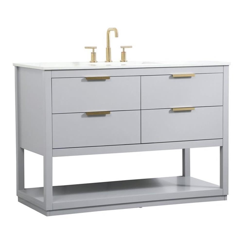 Elegant Decor Larkin 48 Solid Wood Mdf Single Bathroom Vanity In Gray
