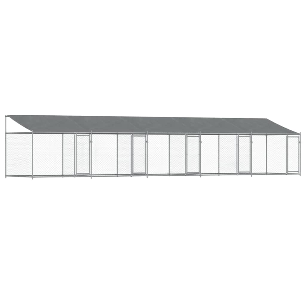 vidaXL Dog Cage with Roof and Doors Gray 32.8x6.6x6.6 Galvanized Steel