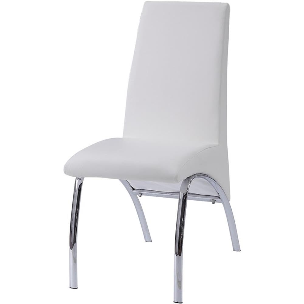 Pervis - Side Chair (Set-2) White PU & Chrome
