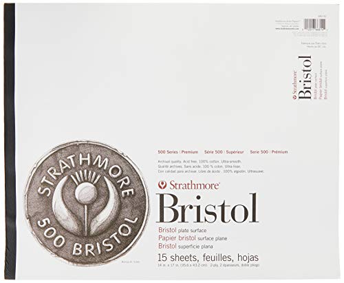 Strathmore (580-92 500 Series Bristol, 2-Ply Plate Surface, 14X17, 15 Sheets
