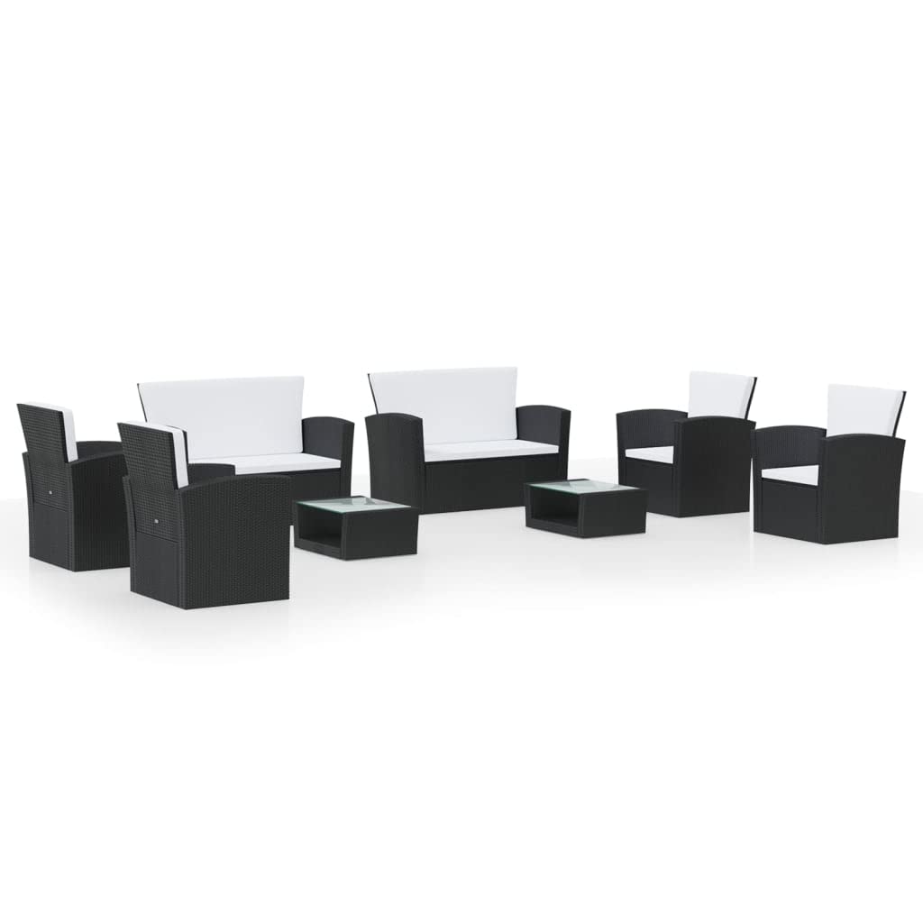 vidaXL 4 Piece Garden lounge set with Cushions Poly Rattan Black