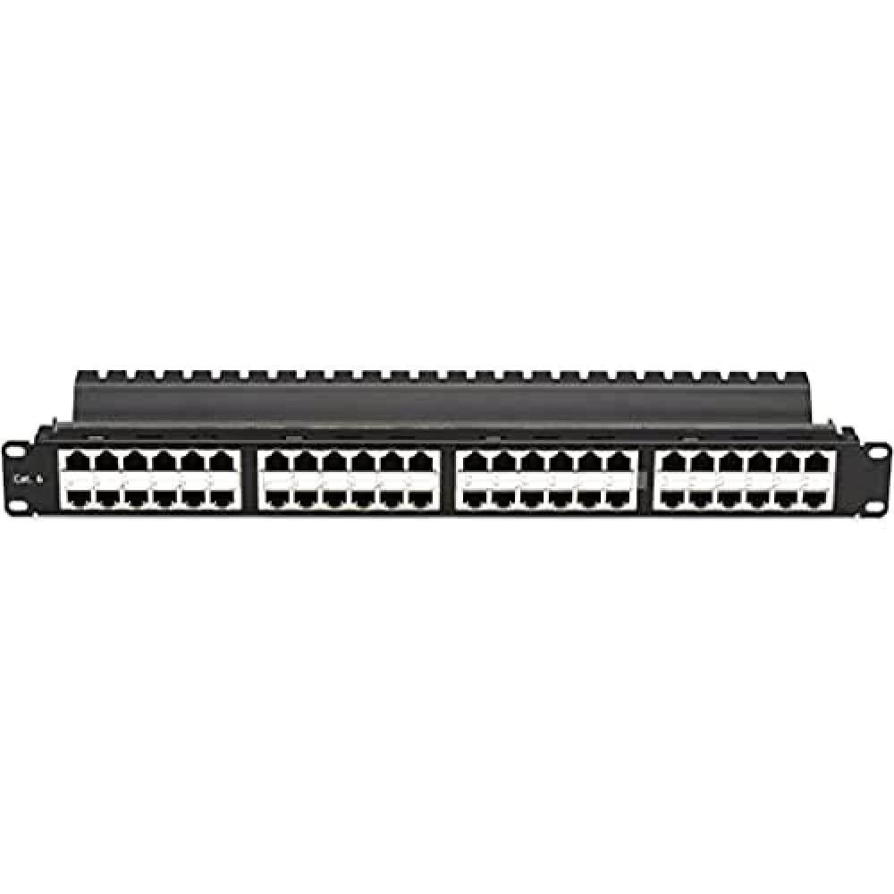 CAT6 PATCH PANEL FEED-THROUGH H IGH-DENSITY 1U SHIELDED 48-PORT