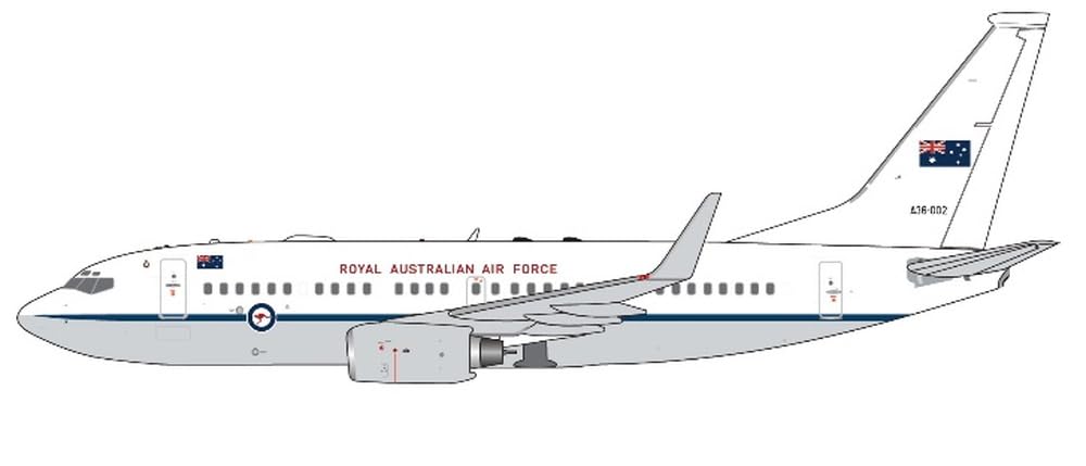 Boeing 737-700 Aircraft Royal Australian Air Force (A36-002) White with Blue Stripes ?Gemini Macs? Series 1/400 Diecast Model Airplane by GeminiJets
