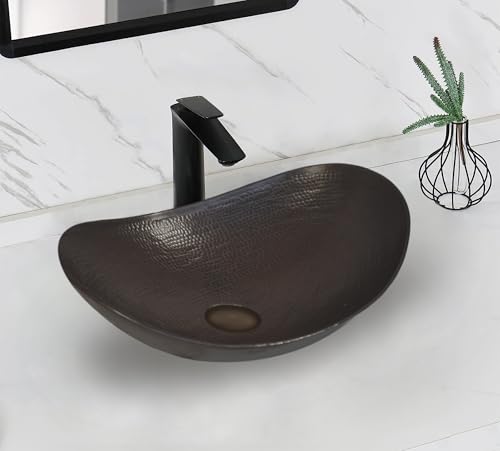 INNOVA COPPER VESSEL SINK CANOA DESIGN 18X12X5 G17 DARK LIGHT