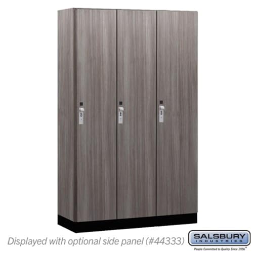 Salsbury 15 Wide Premier Wood Locker-Single Tier-3 Wide-6 Feet High-18” Deep-Skyline Walnut-Silver Hasps